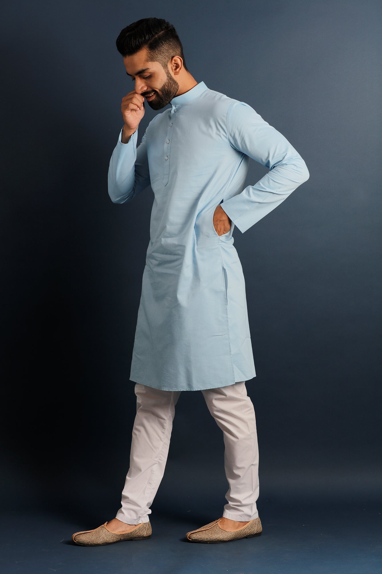 Mandarin Collar Cotton Straight Kurta