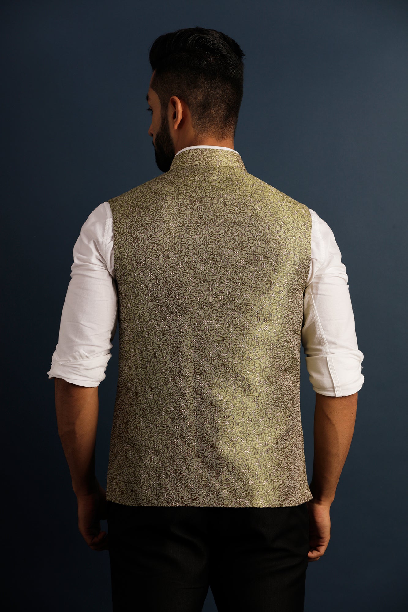 Printed Green Nehru Jacket