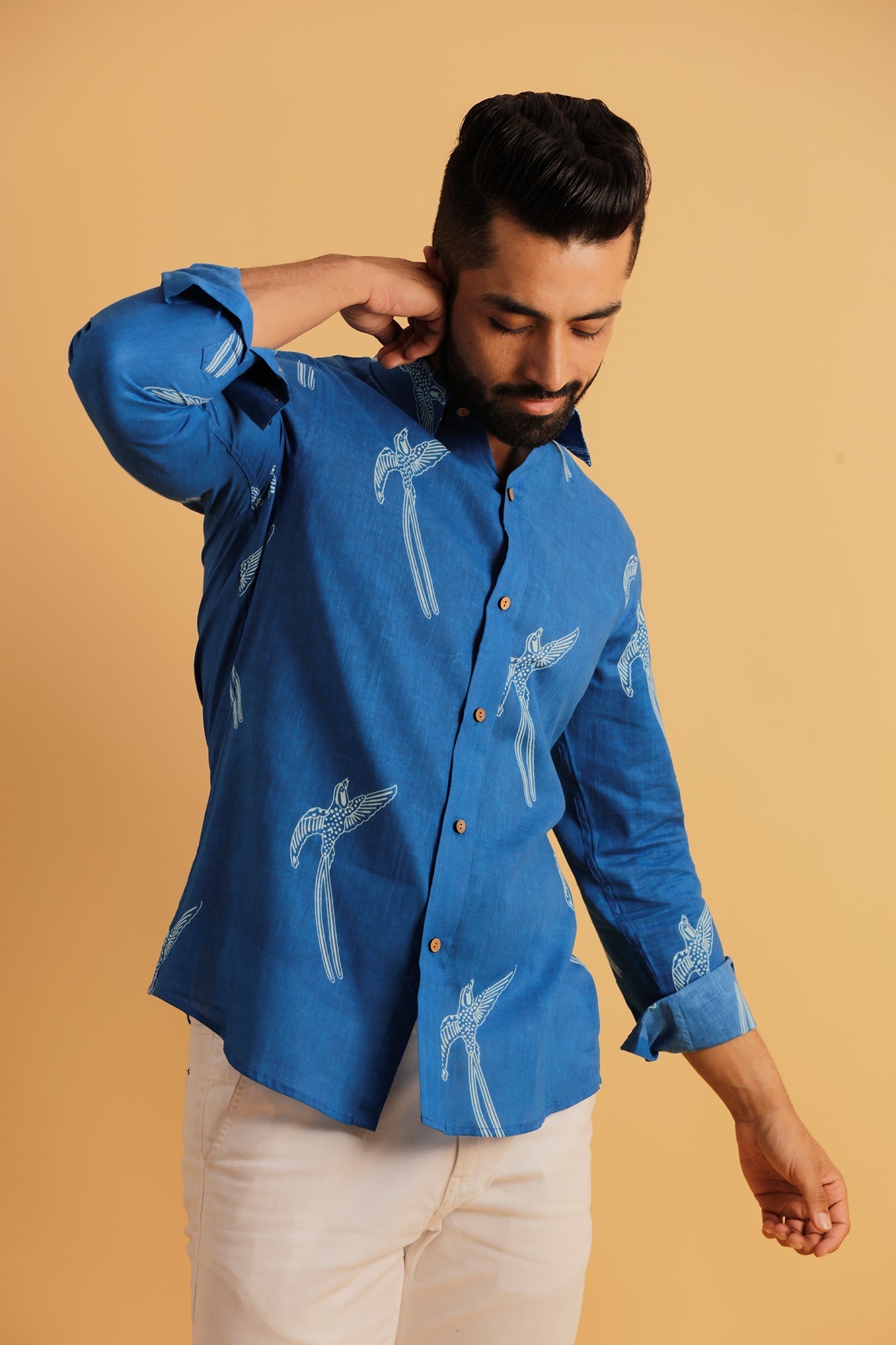 Printed Men's Wear Blue Shirt