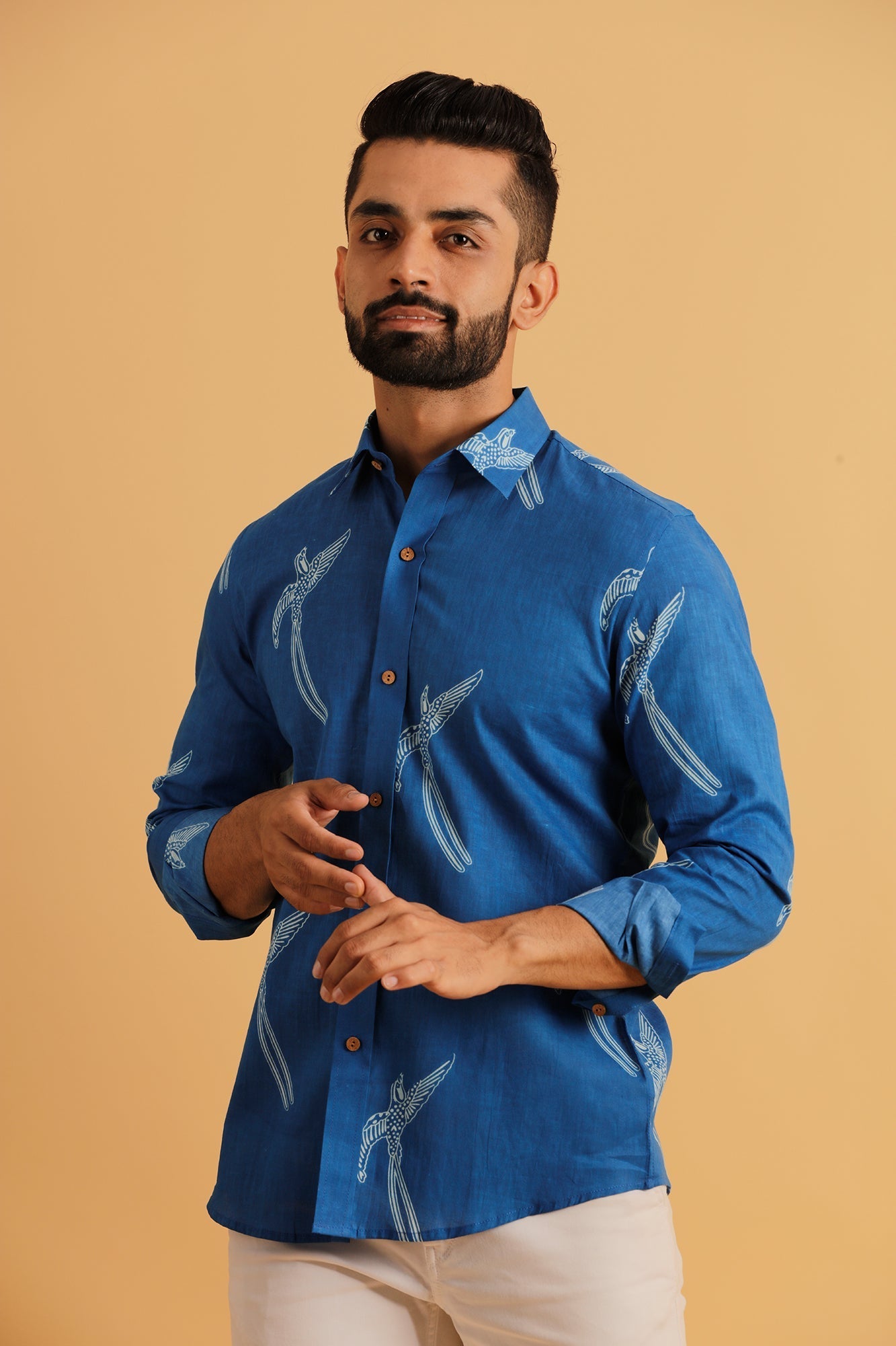 Printed Men's Wear Blue Shirt