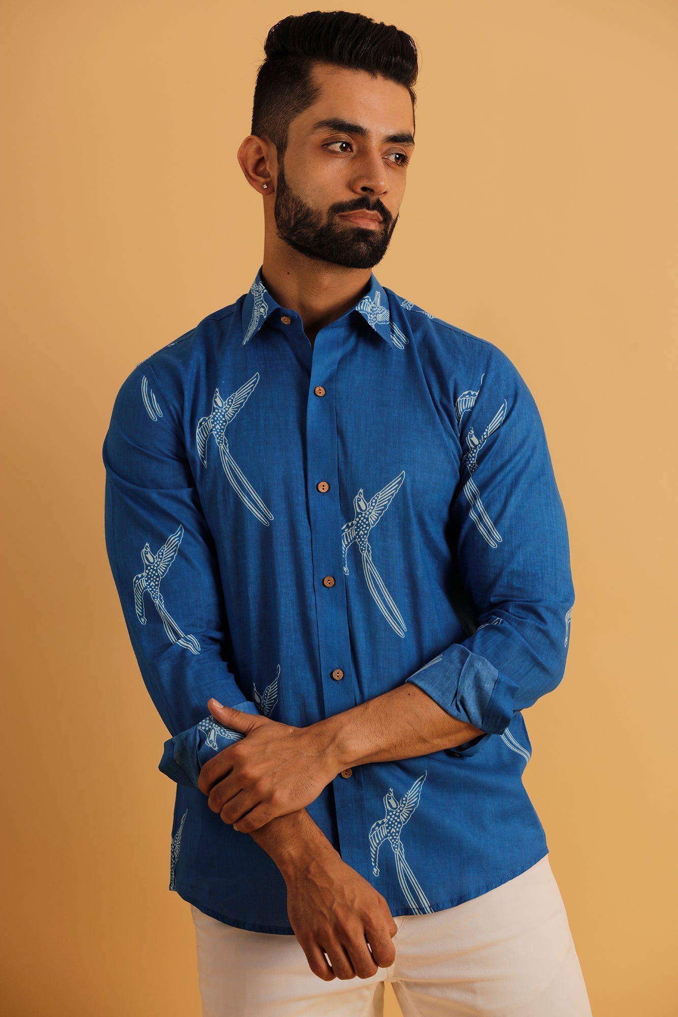 Printed Men's Wear Blue Shirt