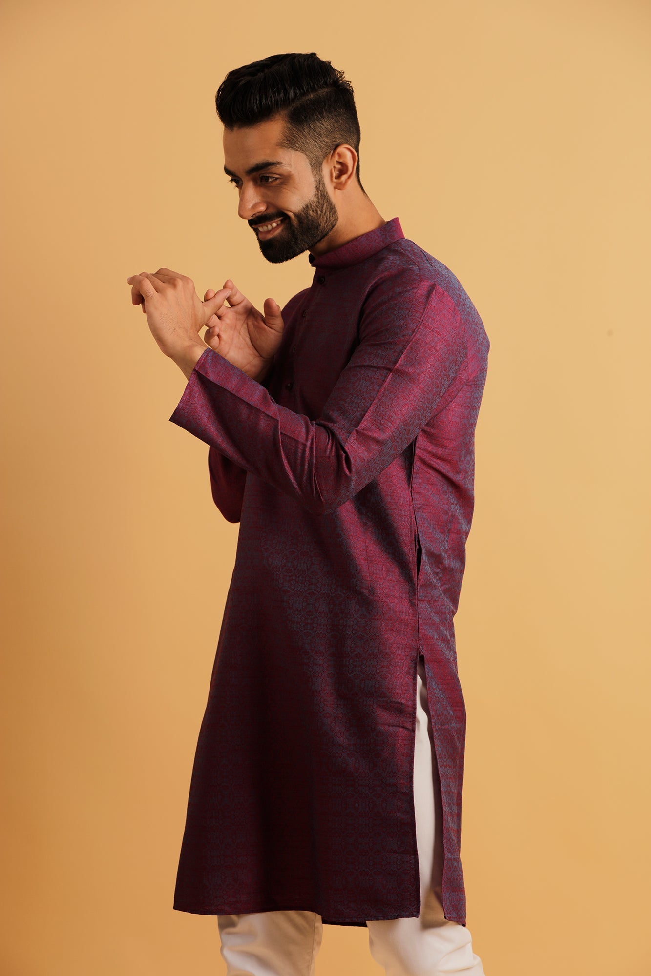 Woven Design Dupion Silk Straight Kurta