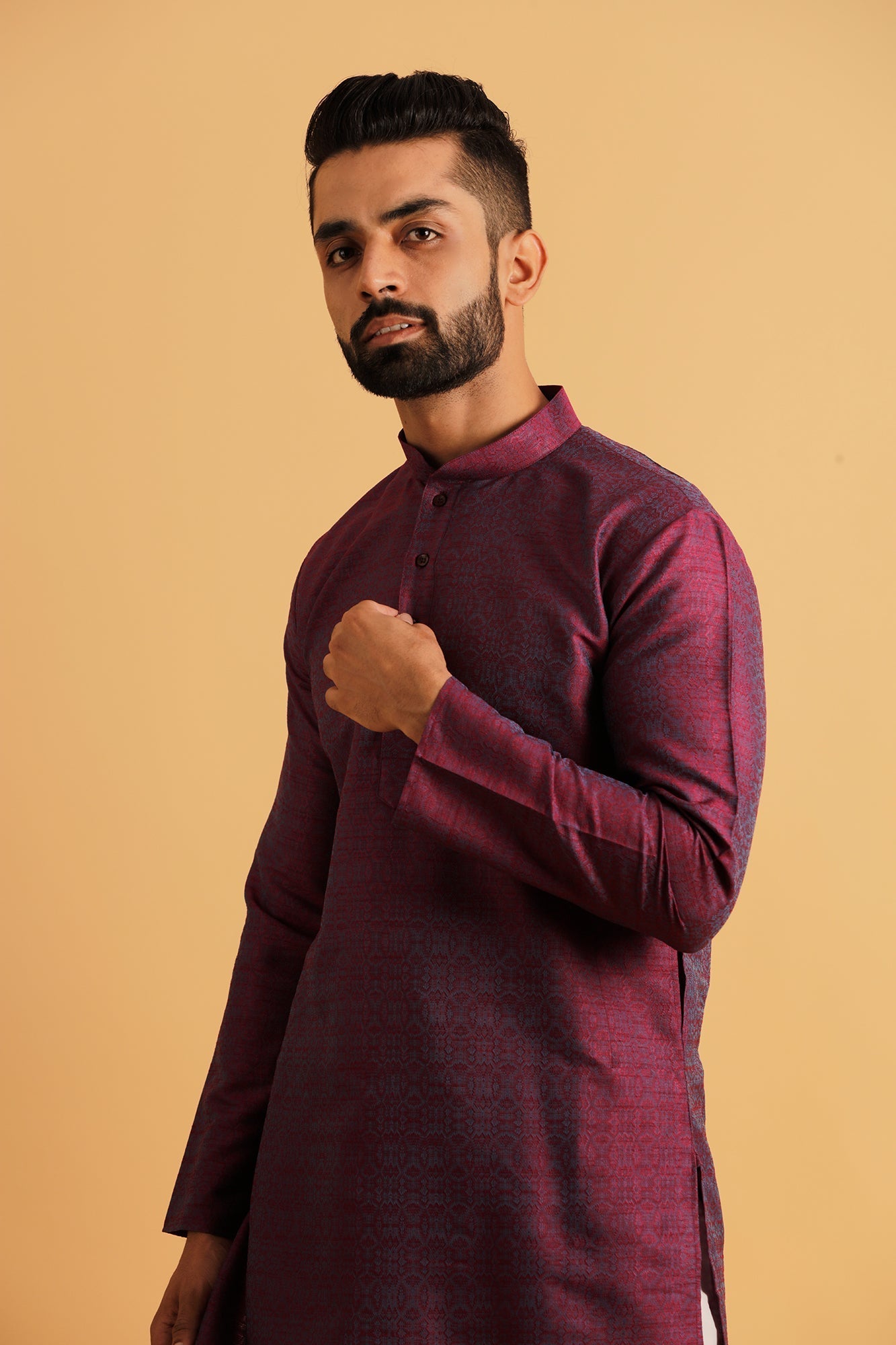 Woven Design Dupion Silk Straight Kurta