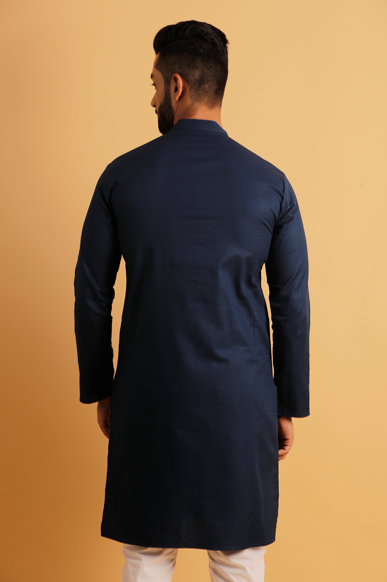 Woven Design Mandarin Collar Straight Kurta