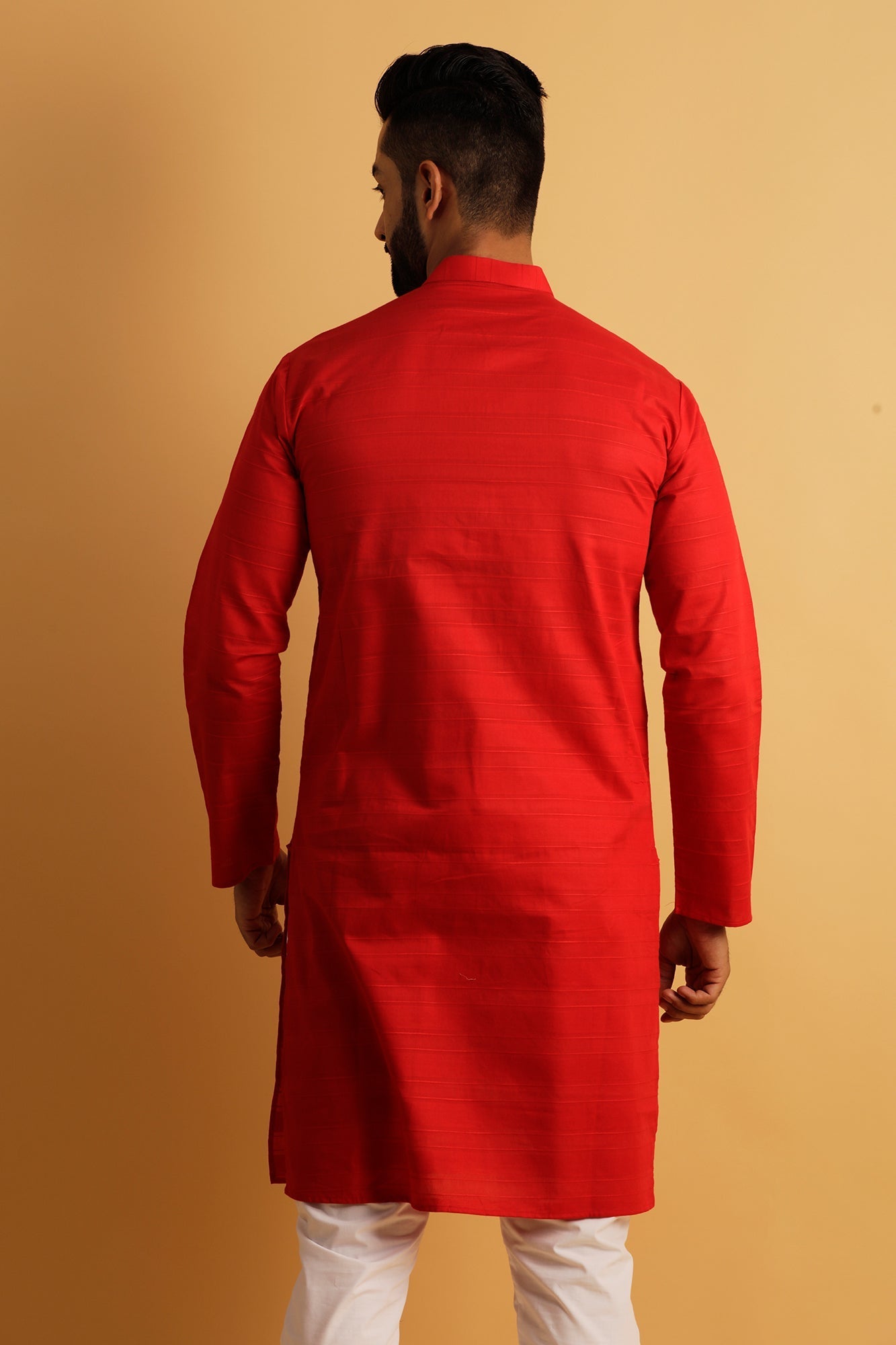 Woven Design Band Collar Straight Kurta