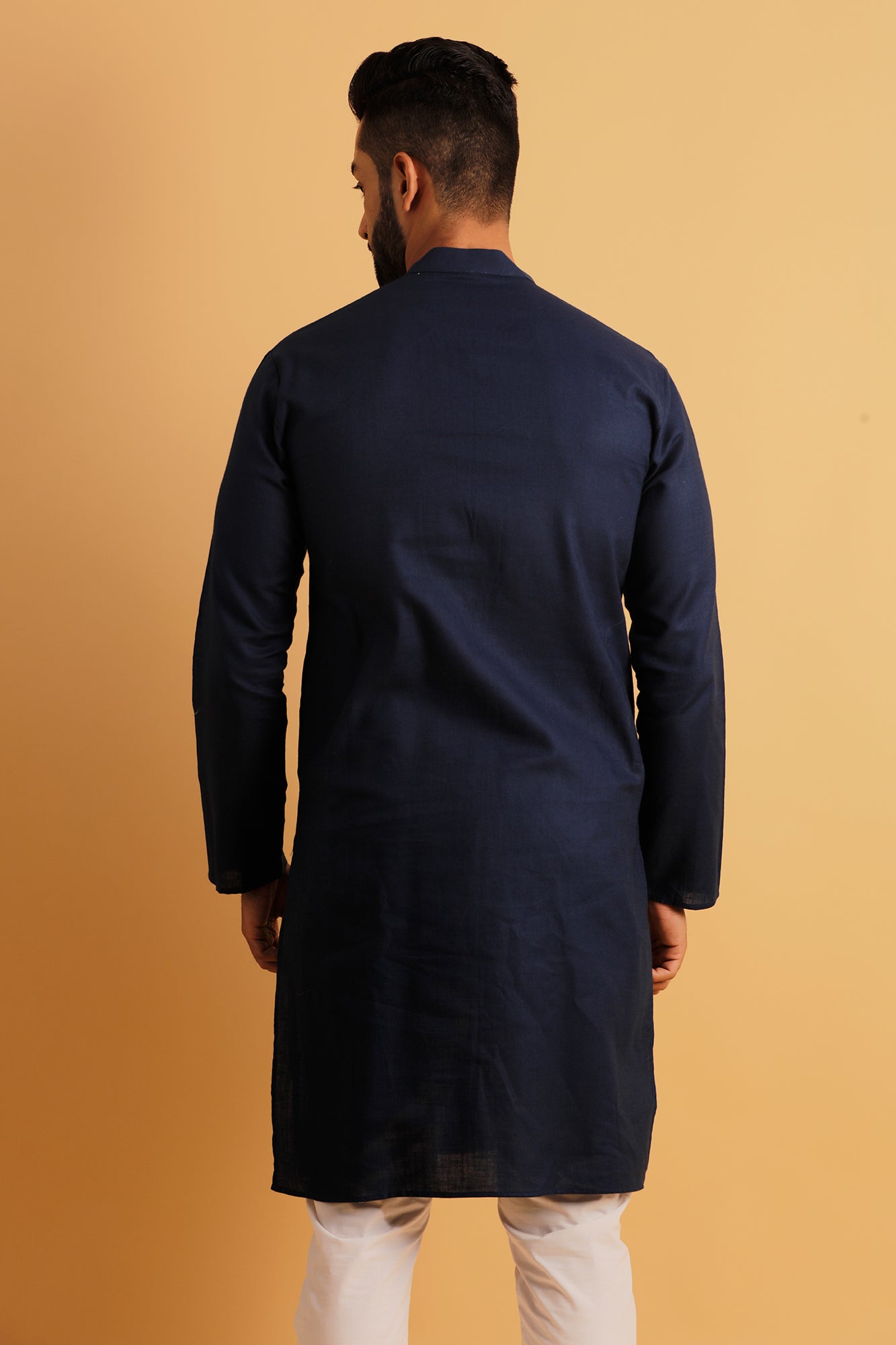 Men Blue Thread Work Kurta